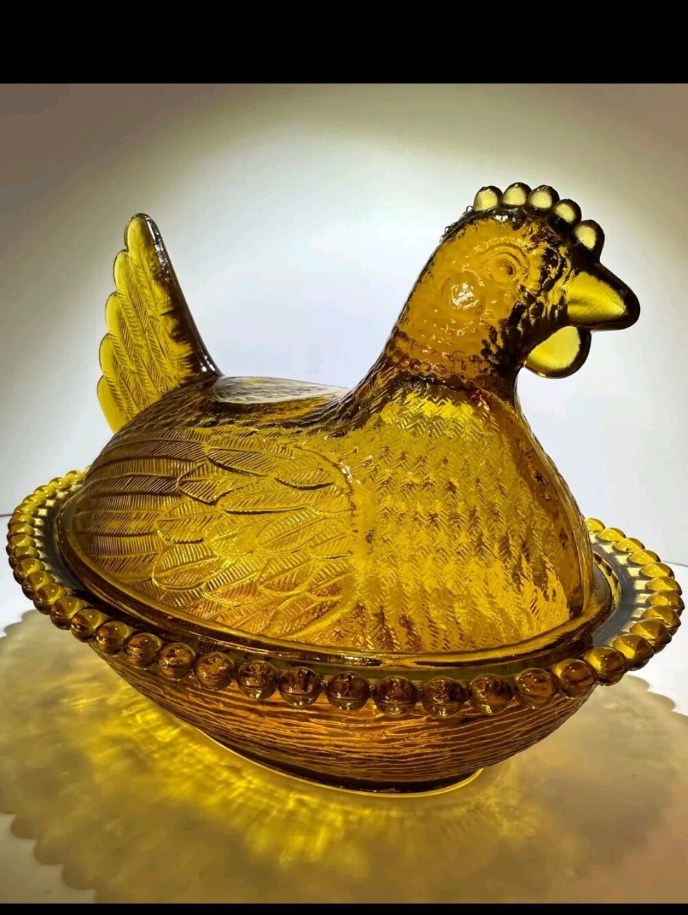 Indiana Glass Amber Hen In A Basket Covered Candy/ Trinket Dish - Picture 8 of 8
